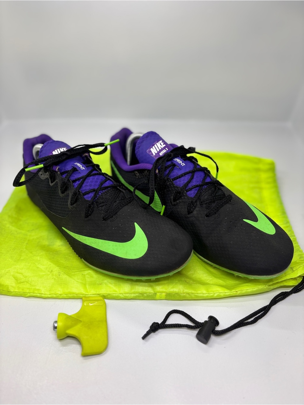 Nike Zoom Rival S 8 Sprint Track Spikes Men’s 12 Black Purple Green - Picture 8 of 13